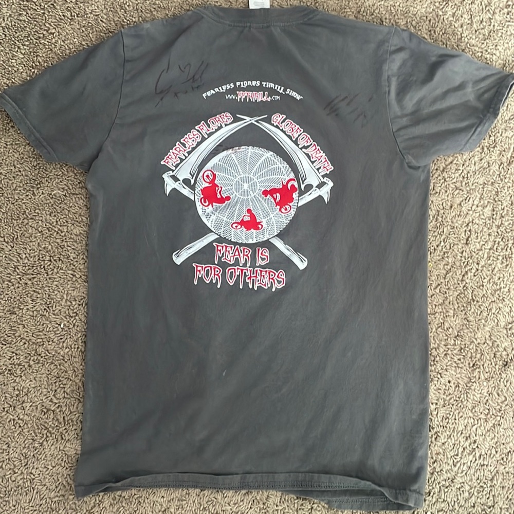 signed shirt from “Fearless Flores Globe Of Death” they won america’s got talent